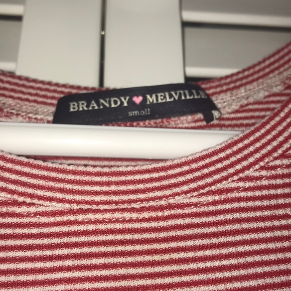 Red and White Striped Knit Brandy Melville Tee - Picture 2 of 4